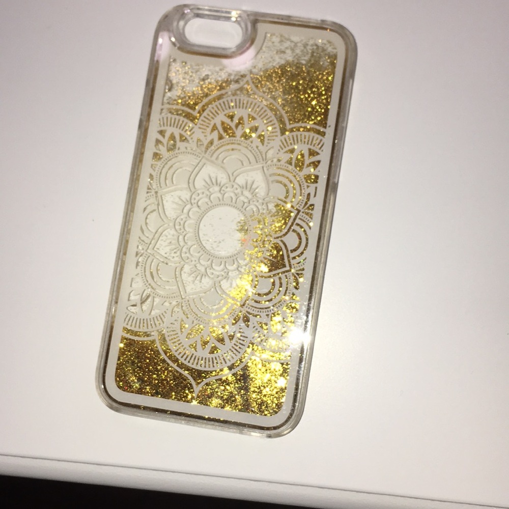 Clear liquid gold white henna flower iPhone 6 case